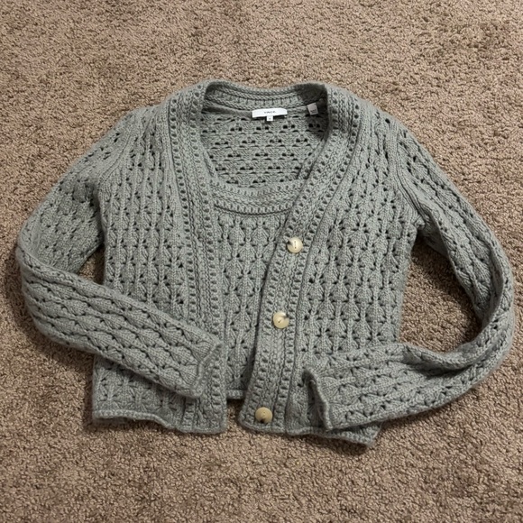 Revolve Vince Crochet Cardigan and Camisole in Artichoke Size XS - Picture 9 of 9